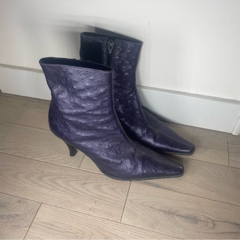 Italian Purple leather Ankle Boots